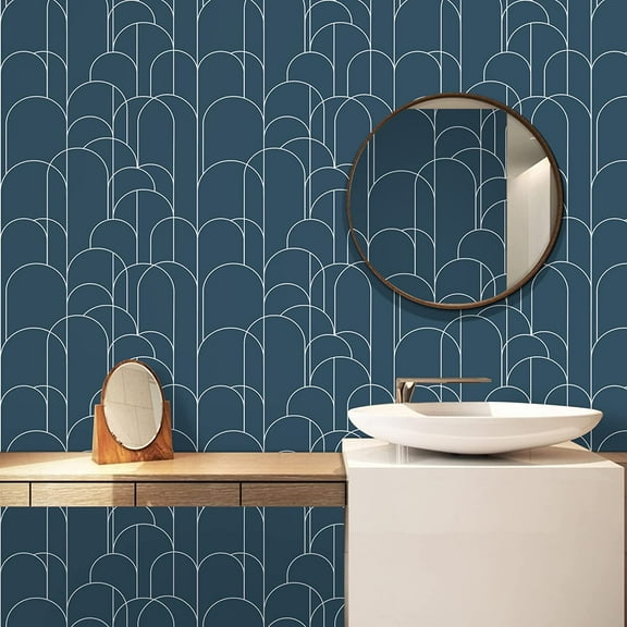 Abyssaly Blue Peel and Stick Wallpaper 17.7" x 275" Self-Adhesive Removable Wallpaper for Home Decoration and Furniture Renovation