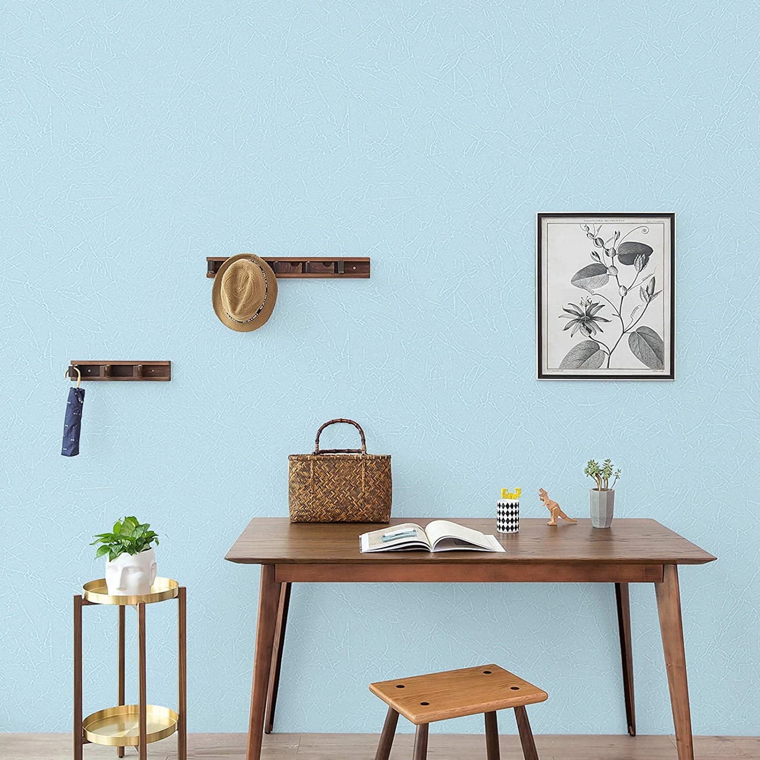 Abyssaly Blue Peel and Stick Wallpaper 23.6" x 118" Silk Texture Wallpaper Removable Self Adhesive Contact Paper Home College Dorm Decoration Vinyl