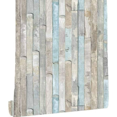 Abyssaly Blue Rustic Wood Peel and Stick Wallpaper 17.7" x 393" Self-Adhesive Removable Vinyl Decorative Wood Wallpaper for Walls Shelves Drawers Furniture Room