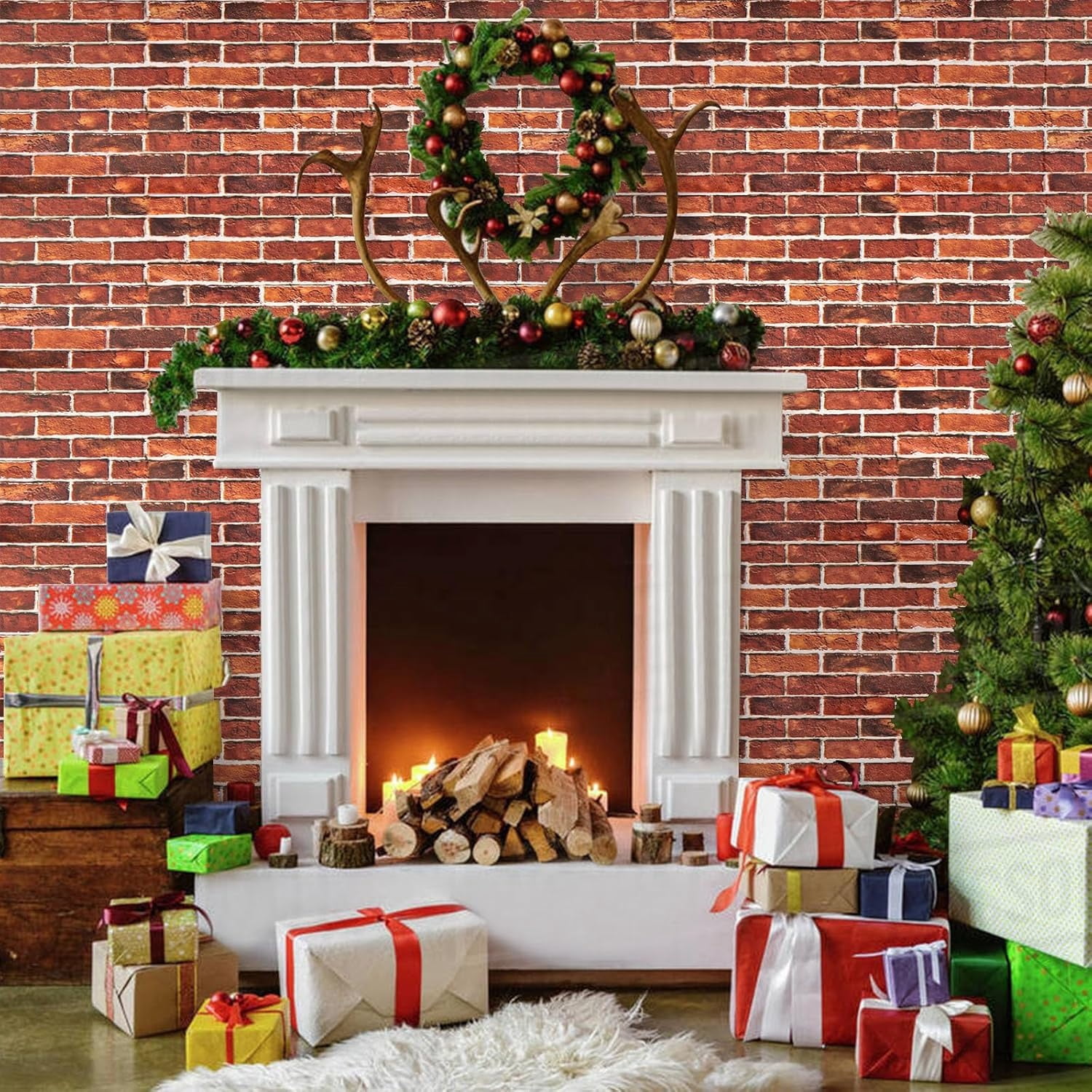 Abyssaly Brick Wallpaper Peel and Stick Red Brick Contact Paper for ...