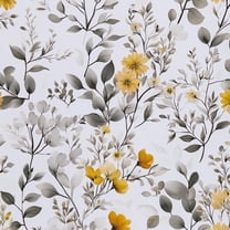 Abyssaly Floral Peel and Stick Wallpaper 17.3 "x 118.1" Yellow Flower and Ink-Wash Leaves Wallpaper Vintage Vinyl Contact Paper Suitable for Home Walls Cabinet Bedroom