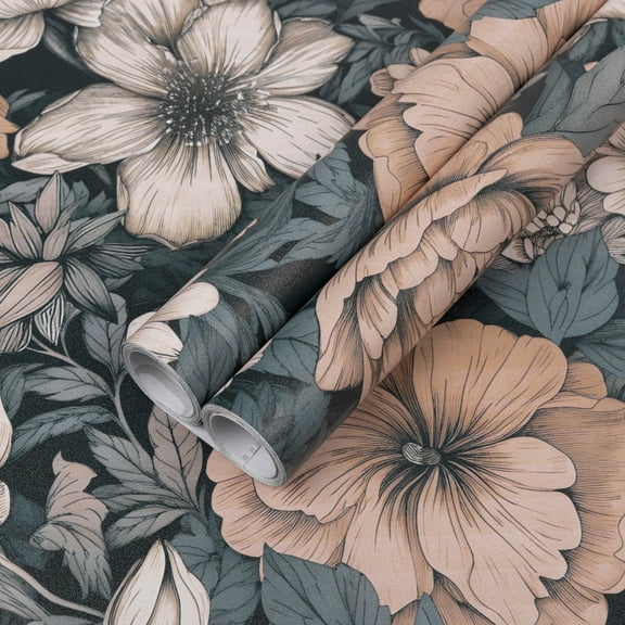 Abyssaly Floral Peel and Stick Wallpaper 17.7" x 118" Multi-color Removable Wall Mural Self Adhesive Wallpaper for Bedroom Home Decoration Wall Covering Old Furniture Renovation