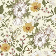 Abyssaly Floral Peel and Stick Wallpaper 17.7" x 118" Self-Adhesive Removable Vintage Beige Flower Wall Paper Contact Paper for Bedroom Kitchen