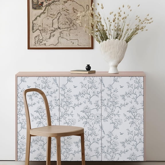 Abyssaly Floral Peel and Stick Wallpaper 17.3"×118.1" Bird Removable Self-Adhesive Vinyl Wall Paper for Home Decor