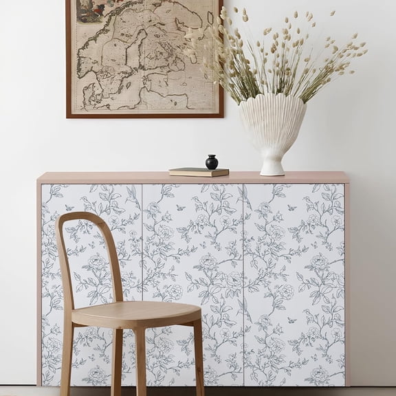 Abyssaly Floral Peel and Stick Wallpaper 17.3"×118.1" Bird Removable Self-Adhesive Vinyl Wall Paper for Home Decor