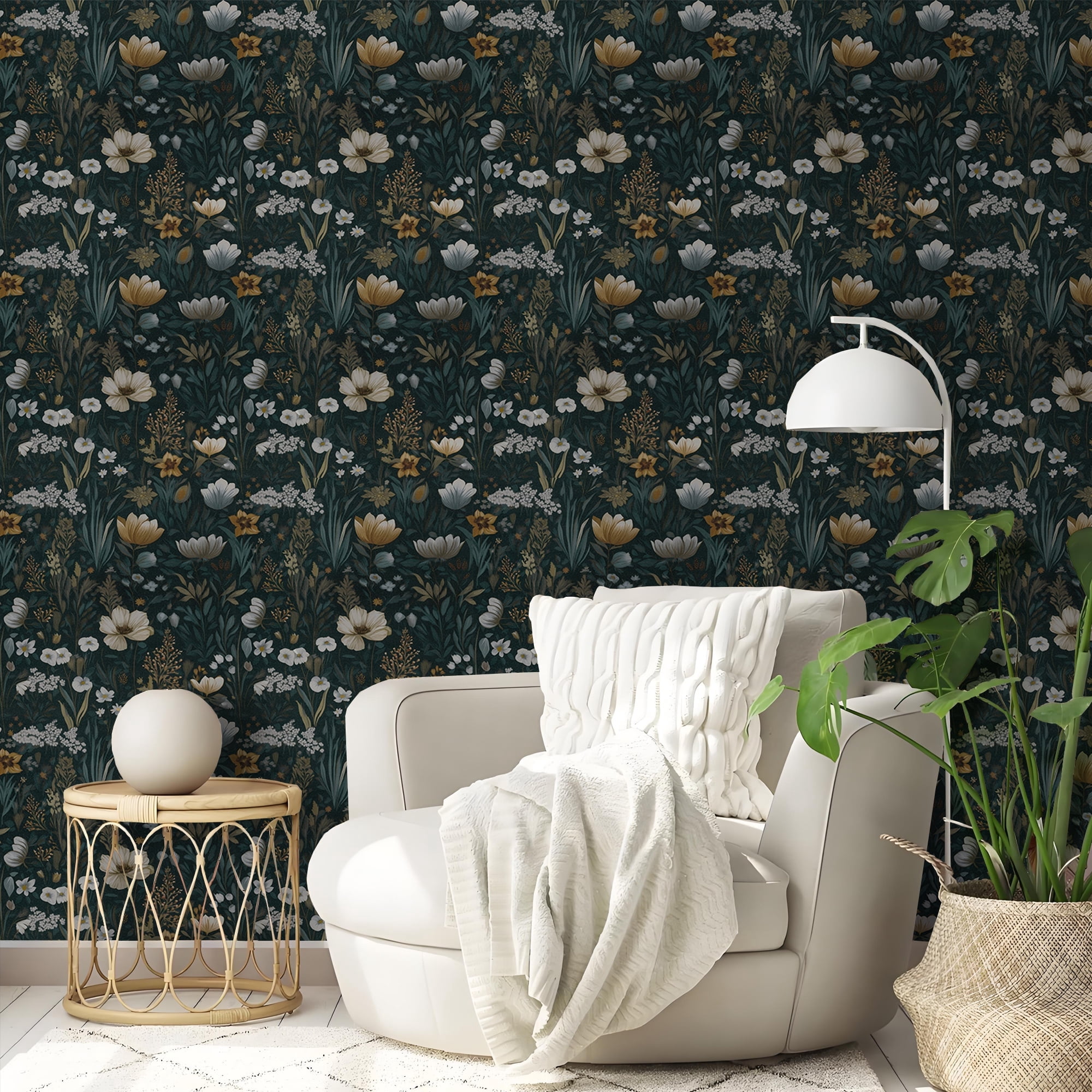Abyssaly Floral Peel and Stick Wallpaper 17.3 "x 393.7" Wallpaper Vintage Vinyl Contact Paper Suitable for Home Walls Cabinet Bedroom