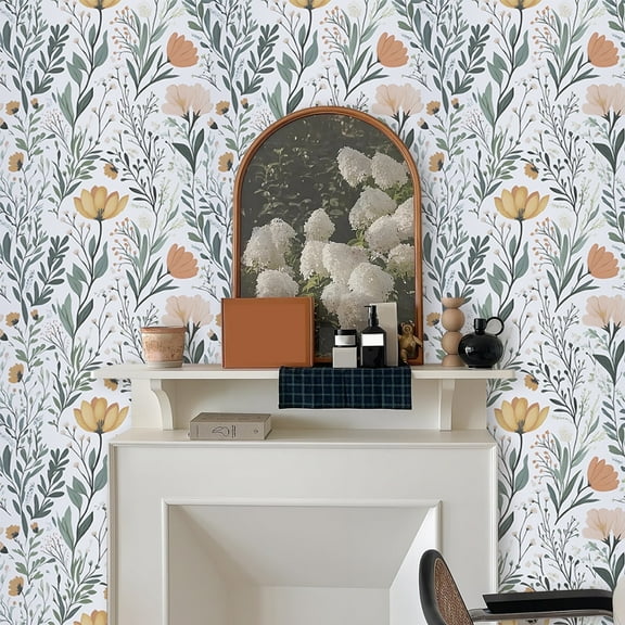 Abyssaly Floral Peel and Stick Wallpaper 17.5-in x 118-in Self-Adhesive Removable Flower Vinyl Paper for Home Decor