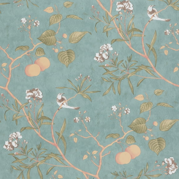 Abyssaly Floral Peel and Stick Wallpaper, 17.5" x 118" Green and Orange, Removable Self-Adhesive Vinyl Wall Paper for Home and Room Decoration