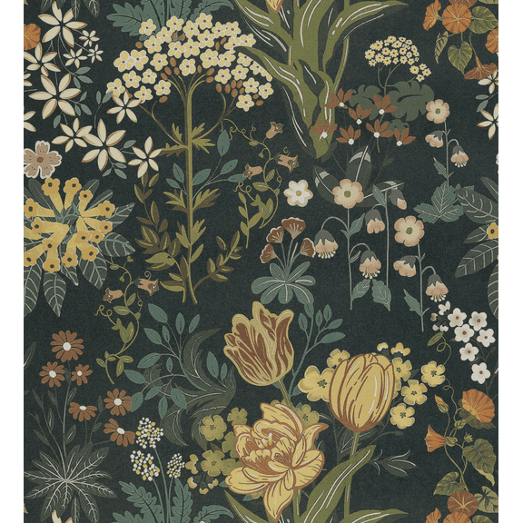 Abyssaly Floral Peel and Stick Wallpaper 17.7-in x 118-in Self-Adhesive Removable Vintage Wallpaper