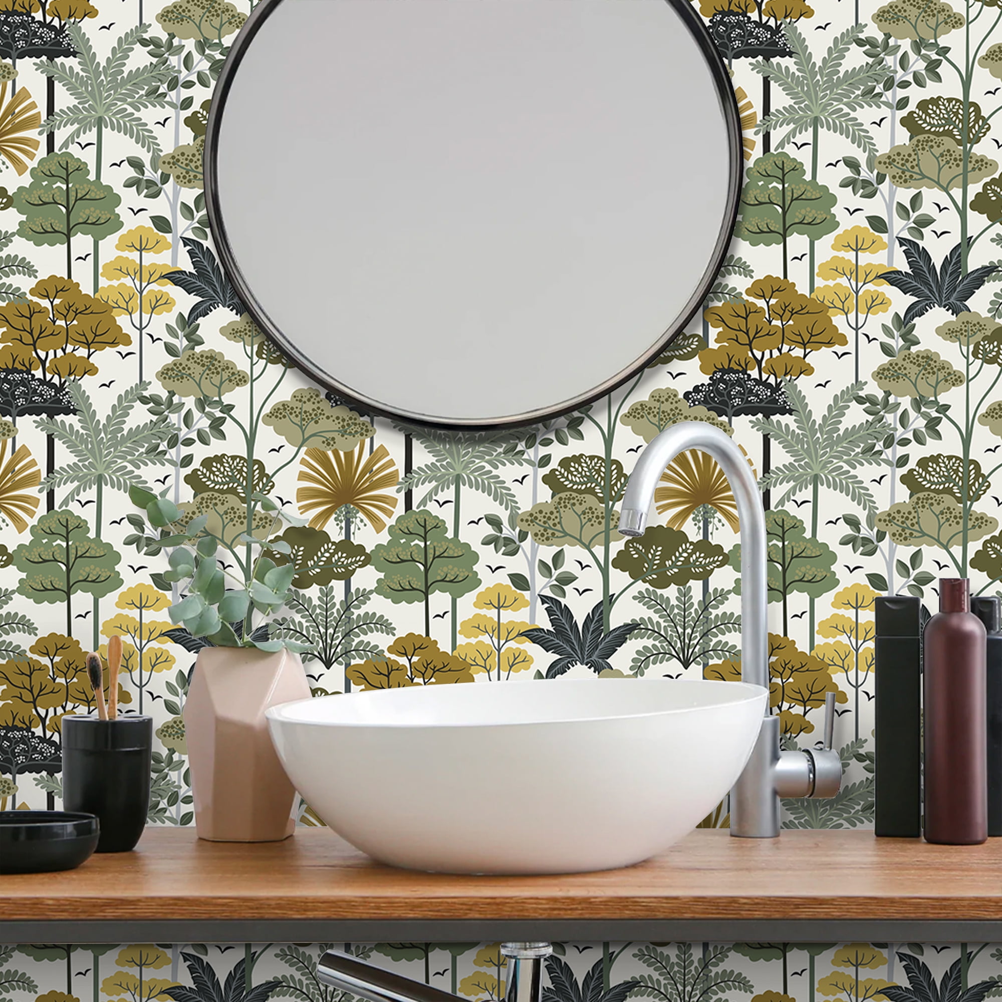 Abyssaly Floral Peel and Stick Wallpaper 17.7" x 118" Removable Self-Adhesive Walls Wallpaper for Bedroom Living Room Sofa TV Background Wall