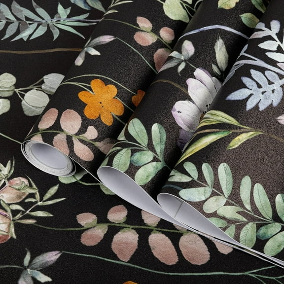 Abyssaly Floral Peel and Stick Wallpaper Dark Floral 17.7" x 118" Self Adhensive Contact Wall Paper for Home Docoration and Old Furniture Renovation