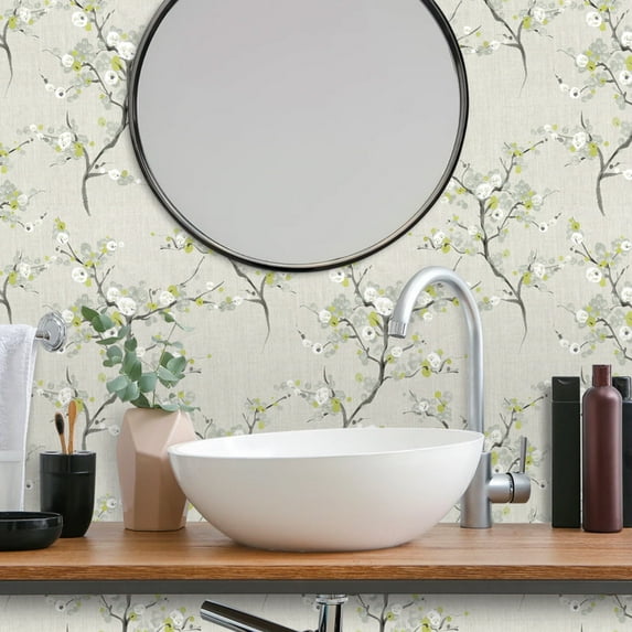 Abyssaly Floral Wallpaper 17.7" x 118" Peel and Stick Wallpaper Removable Self Adhesive Plum Wall Paper Decorative Wall Paper for Bedroom Living Room Home Decor