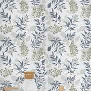 Abyssaly Floral Wallpaper Blue Leaf Contact Peel and Stick Wallpaper 17.71'' x 118'' Vintage Plant Watercolor Self Adhesive Textured Wall Paper Vinyl for Home Decoration