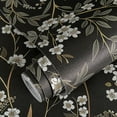 thumbnail image 1 of Abyssaly Floral Wallpaper Peel and Stick Wallpaper 17.3"x118" Black Flower Contact Paper Thicken Waterproof Leaf Self Adhesive Removable Vintage Wall Paper Vinyl Roll for Home Wall Shelf Countertop, 1 of 9