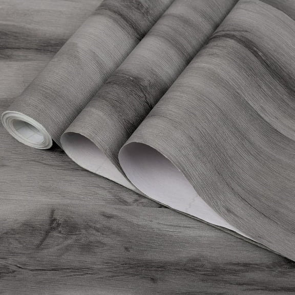 Abyssaly Gray Wood Peel and Stick Wallpaper 15.7 "x 118.1" Self-adhesive Thick Matte Gray Texture Contact Paper Vinyl Wallpaper for Bedroom Living Room Countertop