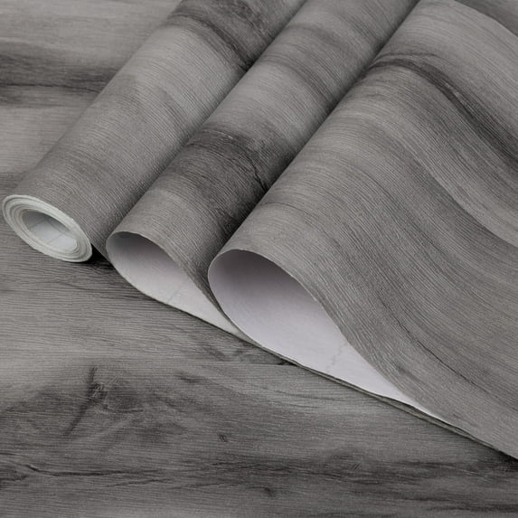 Abyssaly Gray Wood Peel and Stick Wallpaper 15.7 "x 118.1" Self-adhesive Thick Matte Gray Texture Contact Paper Vinyl Wallpaper for Bedroom Living Room Countertop