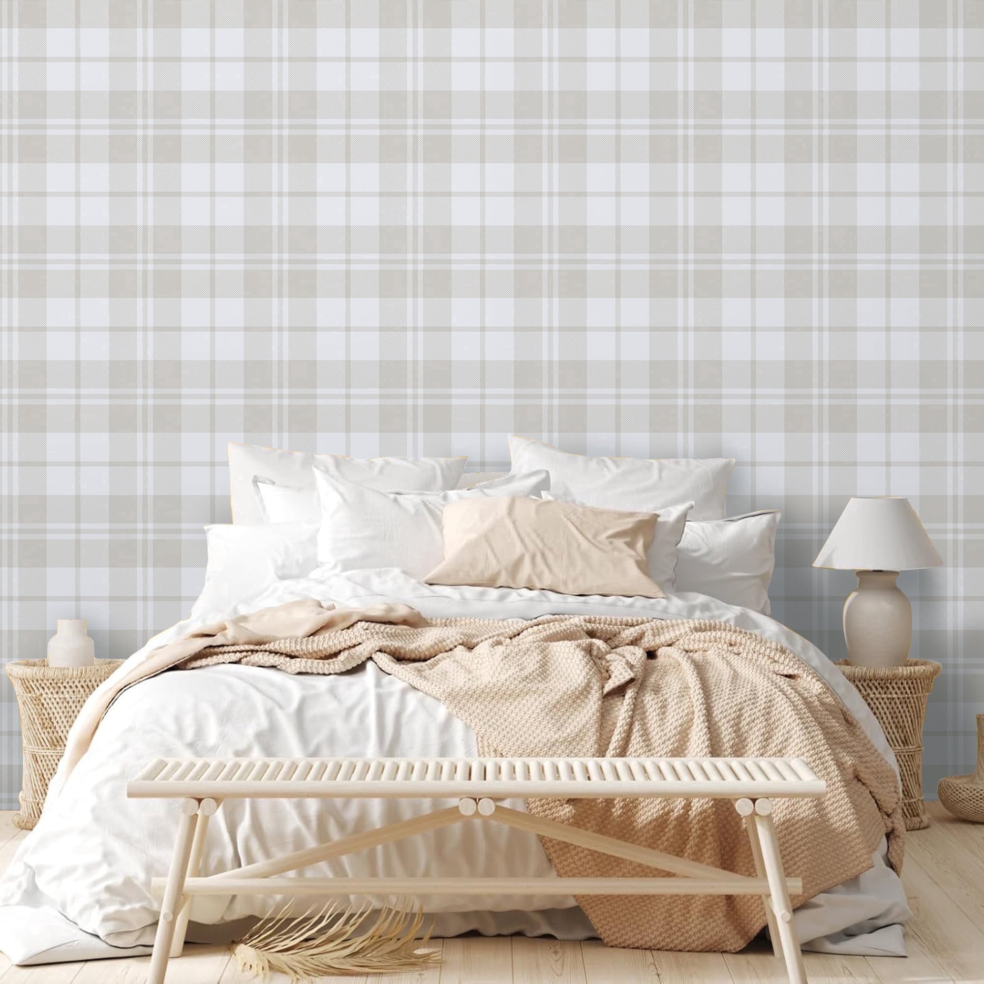 Abyssaly Plaid Peel and Stick Wallpaper 17.3 in × 393 in Modern Wall Paper Self-Adhesive Removable Wallpaper for Home Decor