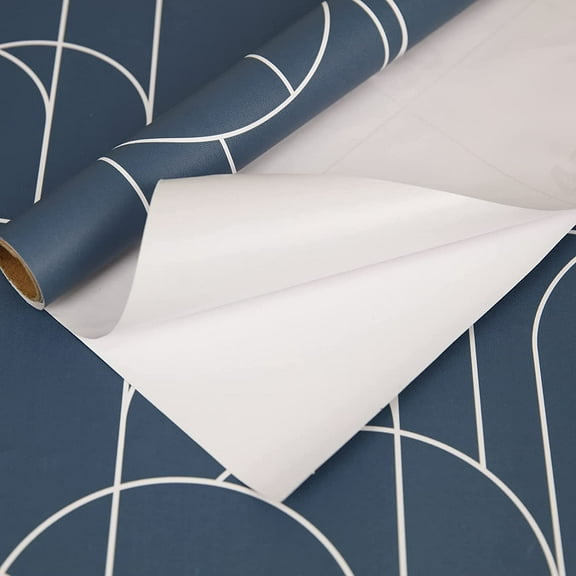 Abyssaly Peel and Stick Wallpaper Geometric Wallpaper 17.7" x 118" Self-Adhesive Wallpaper Removable Wallpaper  for Home Decoration and Furniture Renovation Blue Wallpaper