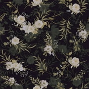 Abyssaly Peel and Stick Wallpaper 17.3"x 118" Black Green Floral Wallpaper Vinyl Removable Self-Adhesive Contact Paper for Home Decor Kitchen Bedroom Closets