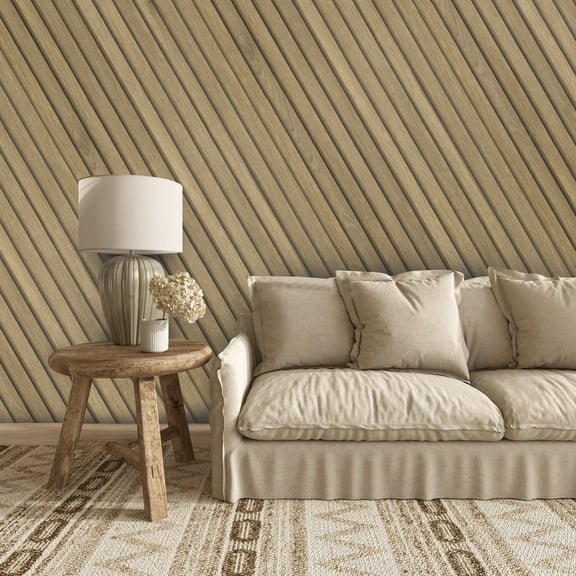 Abyssaly Peel and Stick Wallpaper Light Brown Wood Slats Wallpaper 15.7"x118" Self-adhesive Removable Wood Grain Contact Wall Paper Waterproof Suitable for Kitchen Bedroom Wall Cabinets Furniture
