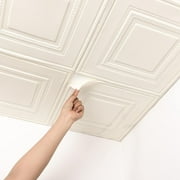 Abyssaly Peel and Stick Ceiling Tiles, 32 Packs, Covered 21 Sq.Ft, Easy to Install for Ceiling and Wall, Plain White（13.8 x 13.8 inch）