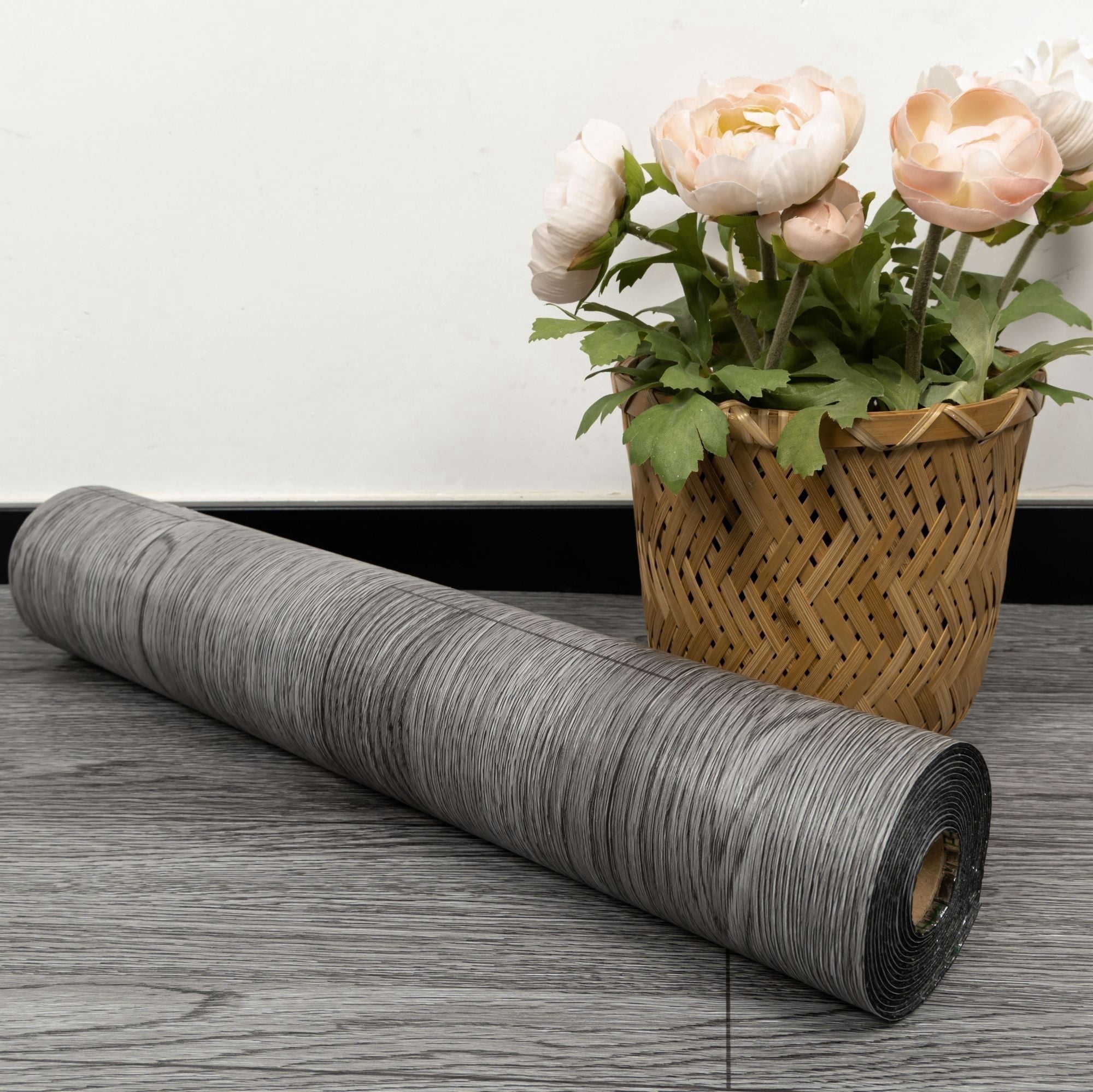 Abyssaly Peel and Stick Vinyl Flooring Roll 15.7" x 236"/25.7 Sq.ft. Thicken Self-Adhesive Natural Grey Wood Floor Tile Easy DIY Install Home Decor