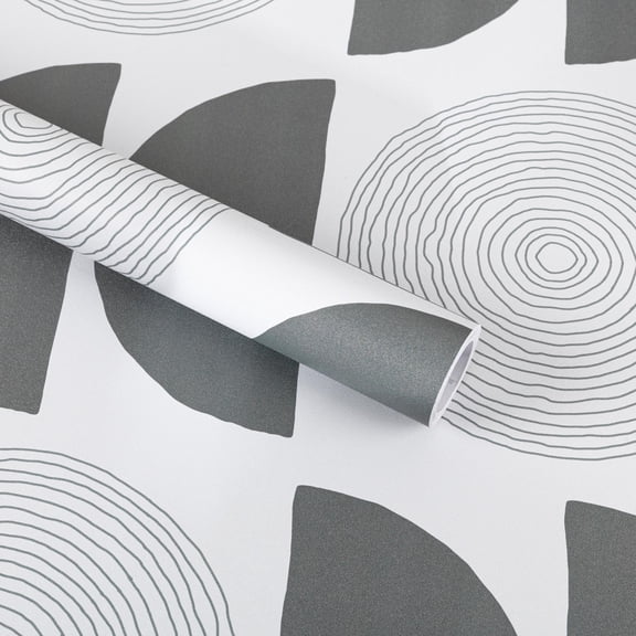 Abyssaly Peel and Stick Wallpaper 17.3 in × 118.1 in Modern Wall Paper Beige and Black Geometric Self-Adhesive Removable Wallpaper for Home Decor