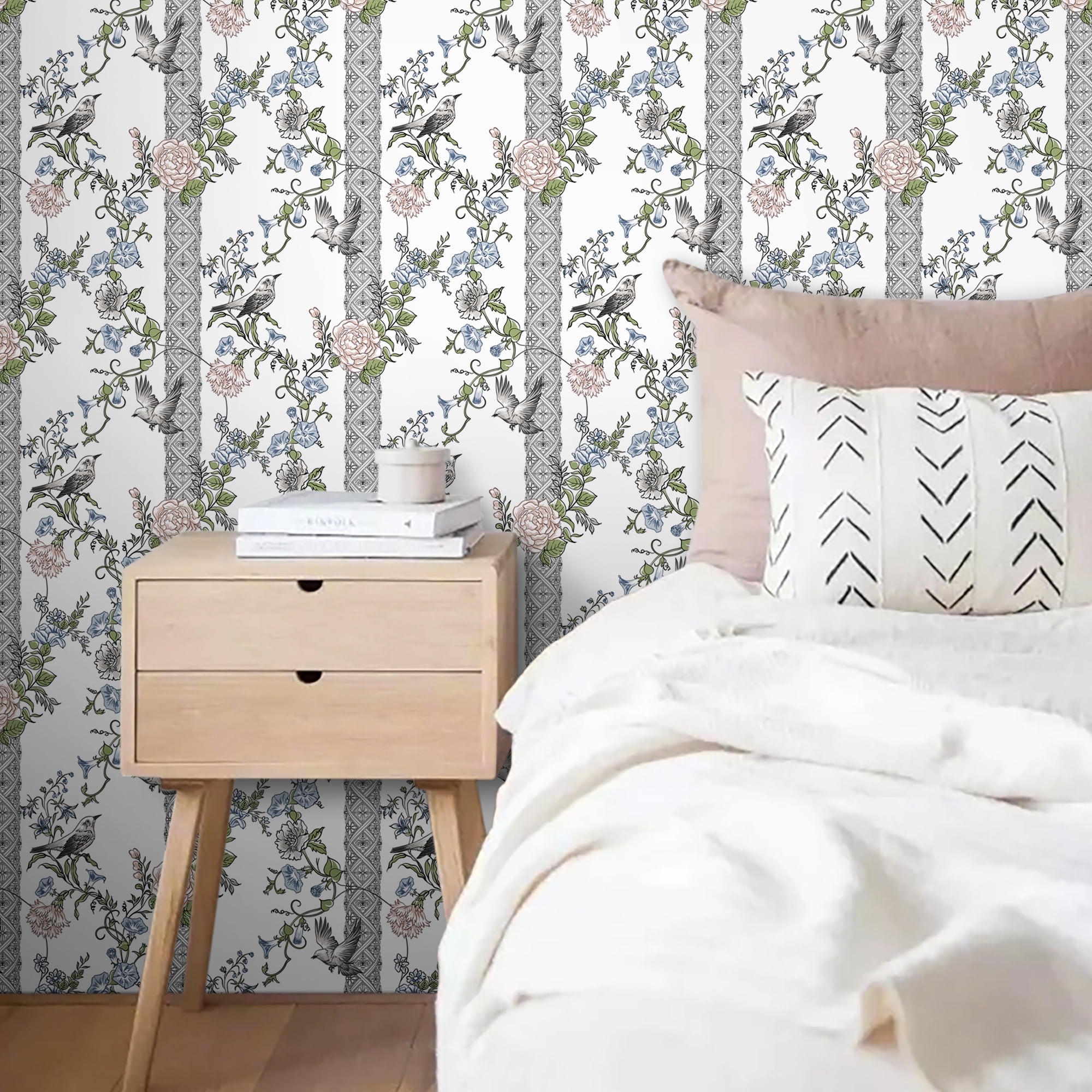 Abyssaly Peel and Stick Wallpaper Floral Wallpaper 17.7" x 118 ...