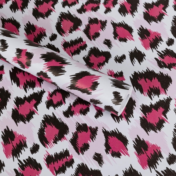 Abyssaly Pink Leopard Peel and Stick Wallpaper 17.3 "x 118" Vintage Vinyl Contact Paper Suitable for Home Walls Cabinet Bedroom