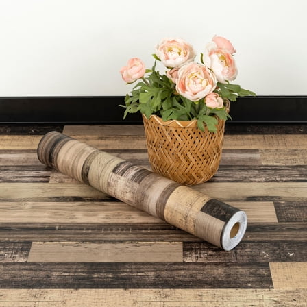 Abyssaly Vinyl Peel and Stick Flooring tile 15.7" x 118", Covering Area 12.9 Sq.ft, Vintage Charm Self-Adhesive Flooring Tile Wood Grain Look for Home Decor