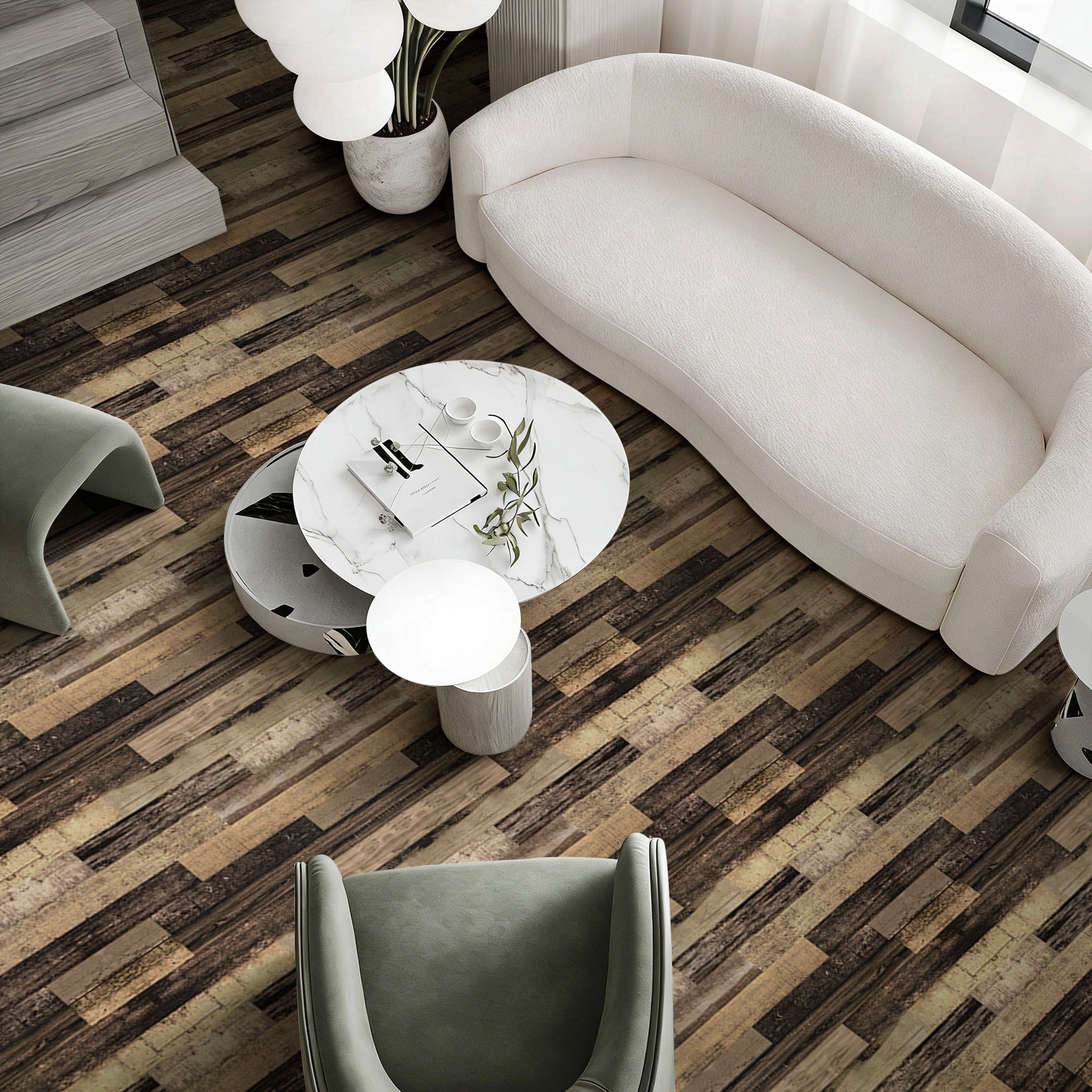 Abyssaly Vinyl Peel and Stick Flooring tile 15.7" x 236", Covering Area 25.8 Sq.ft, Vintage Charm Self-Adhesive Floor Tile Wood Grain Look for Home Decor