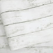 Abyssaly White Wood Wallpaper 17.7" x 78.7" Peel and Stick Wallpaper Self-Adhesive Removable Contact Paper for Kitchen Bedroom Countertop