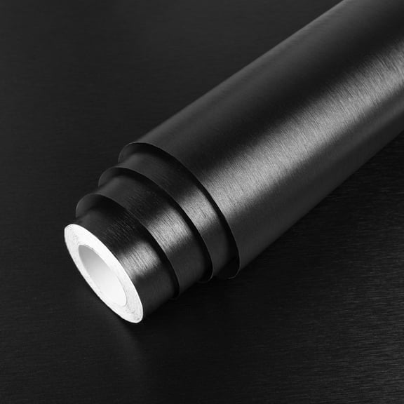 Abyssaly black Wallpaper, 15.7" x 78.7" Peel and Stick Wallpaper Self-Adhesive Removable Contact Paper for Cabinets, Home Decoration, Wall Covering, Furniture Renovation