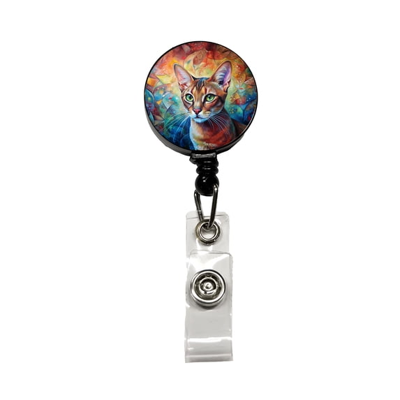 Abyssinian Cat Abstract Art Retractable Reel ID Badge Key Card Name Tag Holder with Clip
