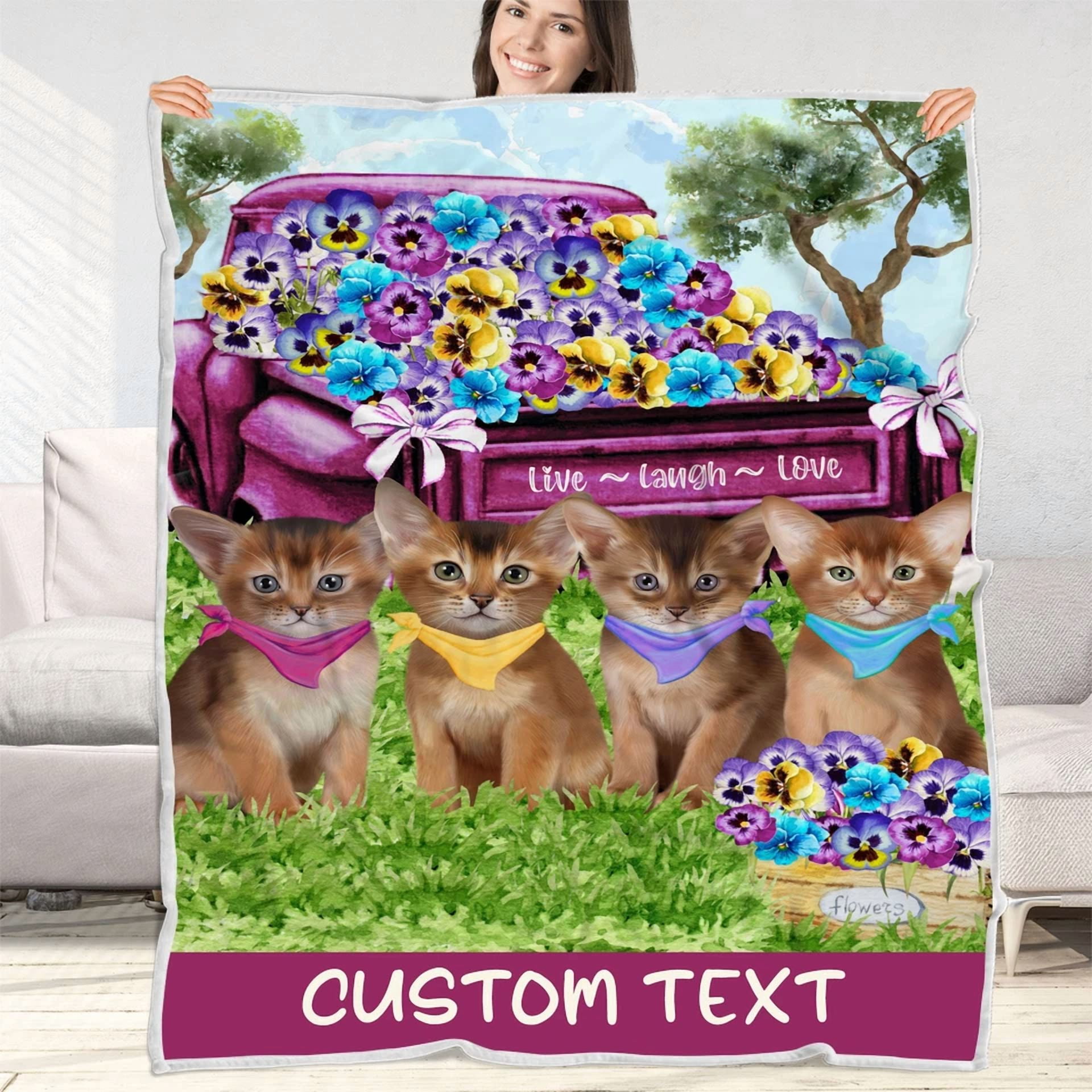Abyssinian Cat Blanket Personalized Throw Flannel Many Designs ...