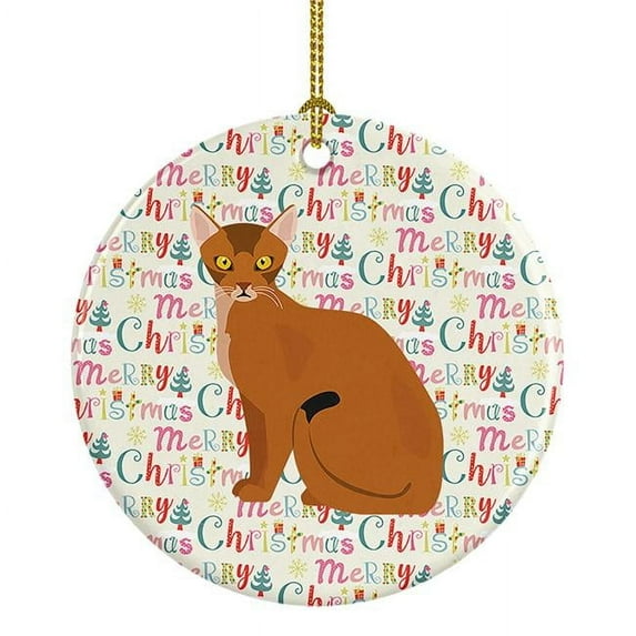 Abyssinian Cat Christmas Ceramic Ornament 2.8 in x 2.8 in