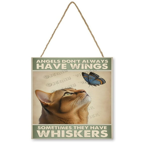 Abyssinian Cat Cute Cats Welcome Sign, Funny Kitty Wooden Plaque Themed Hanging Wall Signs, Decoration for Home Front Door,Gifts for Women Cat Lovers 12"x12"