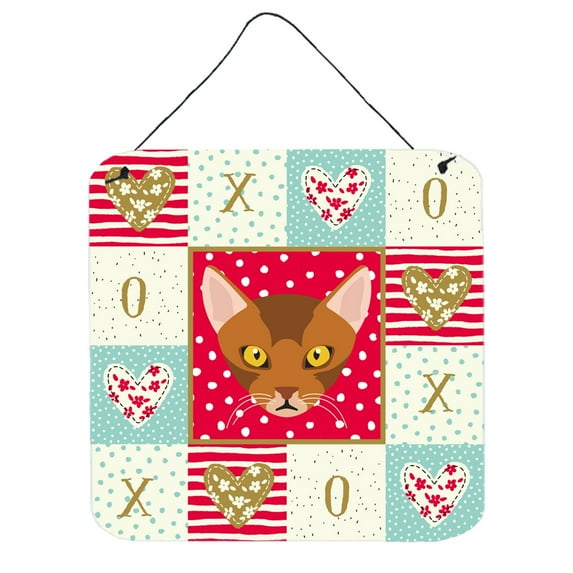 Abyssinian Cat Love Wall or Door Hanging Prints Red