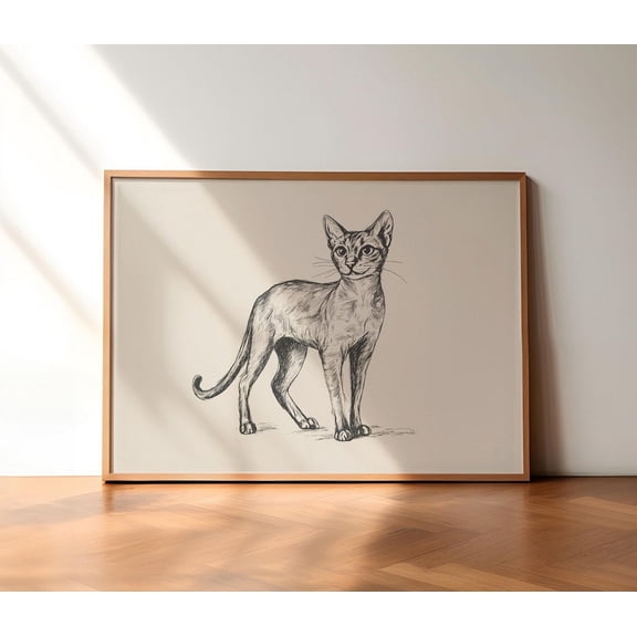 Abyssinian Cat Print, Vintage Cat Poster, Retro Cat Wall Art, Cat Printable Poster, Catlover Gift, Animal Wall Art, Abyssinian Art Wall Art, Modern Wall Decor, 8x12 UNFRAMED