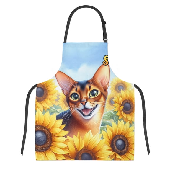 Abyssinian Hello Summer Sunshine Sunflowers Spring Retro Vintage Apron Cat Lover Kitten Owner Gifts for Cooking Grilling Baking Painting Gardening - 00008