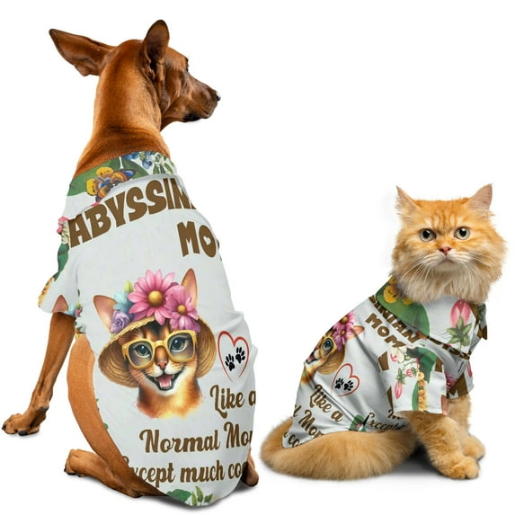 Abyssinian Mom Like a Normal Mom Except Much Cooler Happy Mother's Day Hawaiian Summer Shirt for Small Medium Large Dog Cat Cat Lover Kitten Owner Gifts - 02004