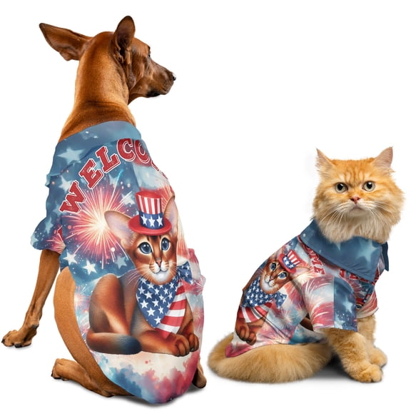 Abyssinian Patriotic Welcome for 4Th of July Independence Day Hawaiian Summer Shirt for Small Medium Large Dog Cat Cat Lover Kitten Owner Gifts - 00010