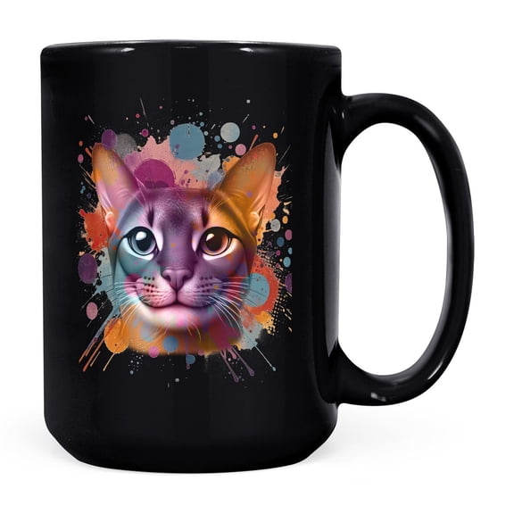 Abyssinian Portrait Watercolor Vintage Retro Styles Mug Cat Lover Kitten Owner Gifts Coffee Tea Cup - 00001