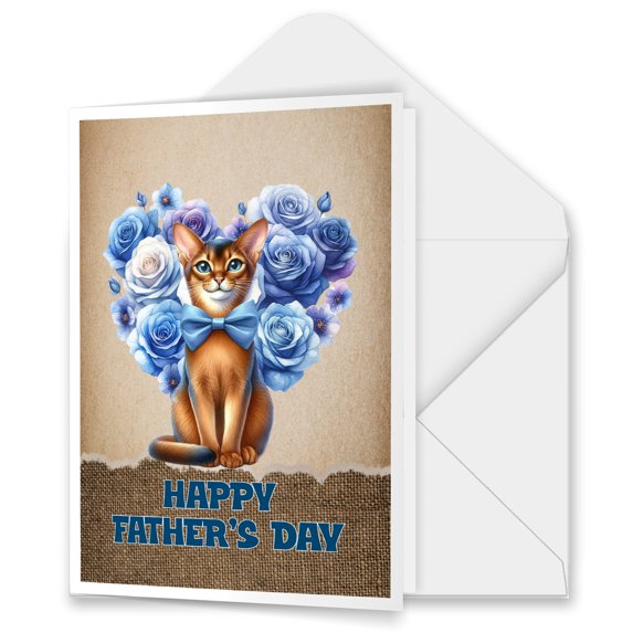 Abyssinian Proud Dad Happy Father's Day 5x7in Folded Greeting Card Cat Lover Kitten Owner Gifts Single Note Card with Envelope - 02008