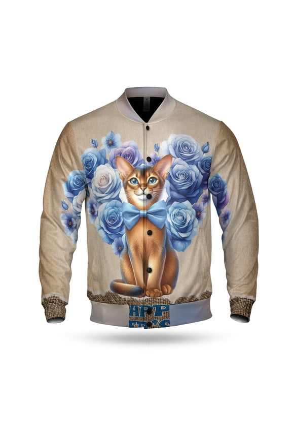 Abyssinian Proud Dad Happy Father's Day All Over Print 3D Baseball Jacket Cat Lover Kitten Owner Gifts Bomber Jacket Softball - 02008