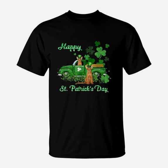 Abyssinian Riding Green Truck St Patricks Day Cat Lovers Gift TShirt