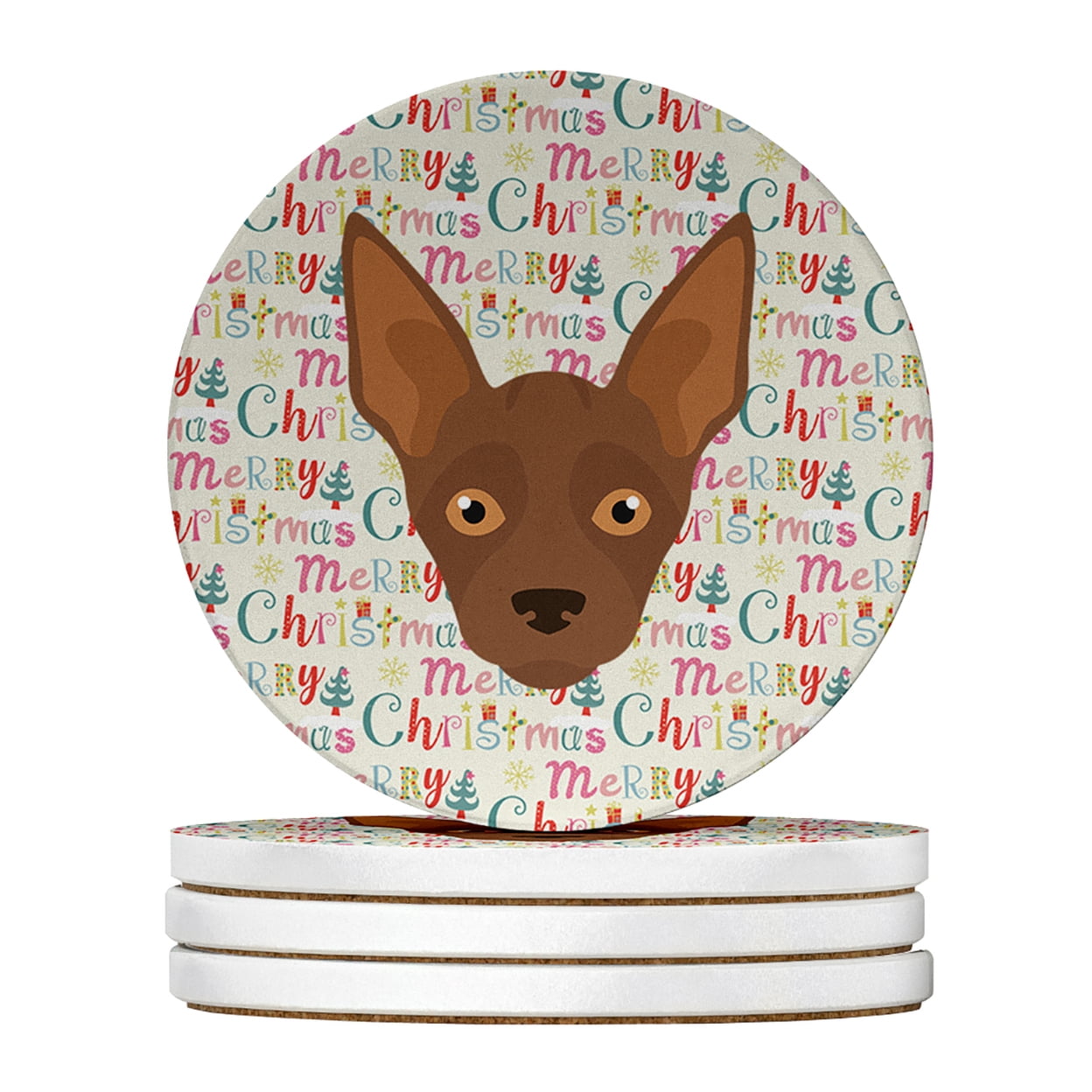 Abyssinian Sand Terrier Merry Christmas Large Sandstone Coasters Pack ...