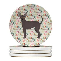 Abyssinian Sand Terrier Merry Christmas Large Sandstone Coasters Pack of 4 4 in x 4 in