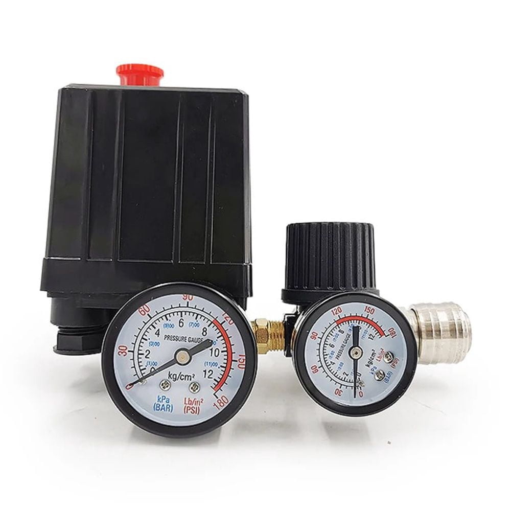 AC 220V Air Compressor Pump Pressure Control Switch 4 Port Manifold ...