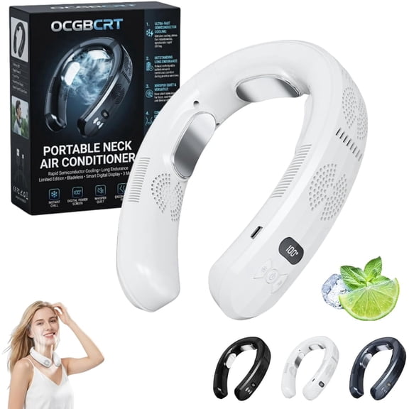 Ac Neck Fan Cold Air Conditioner, Long Endurance Limited Version Portable Bladeless Cooling Plate for Personal Wearable Battery Powered 3 Modes Hands-free Smart Outdoor Traveling Athletics